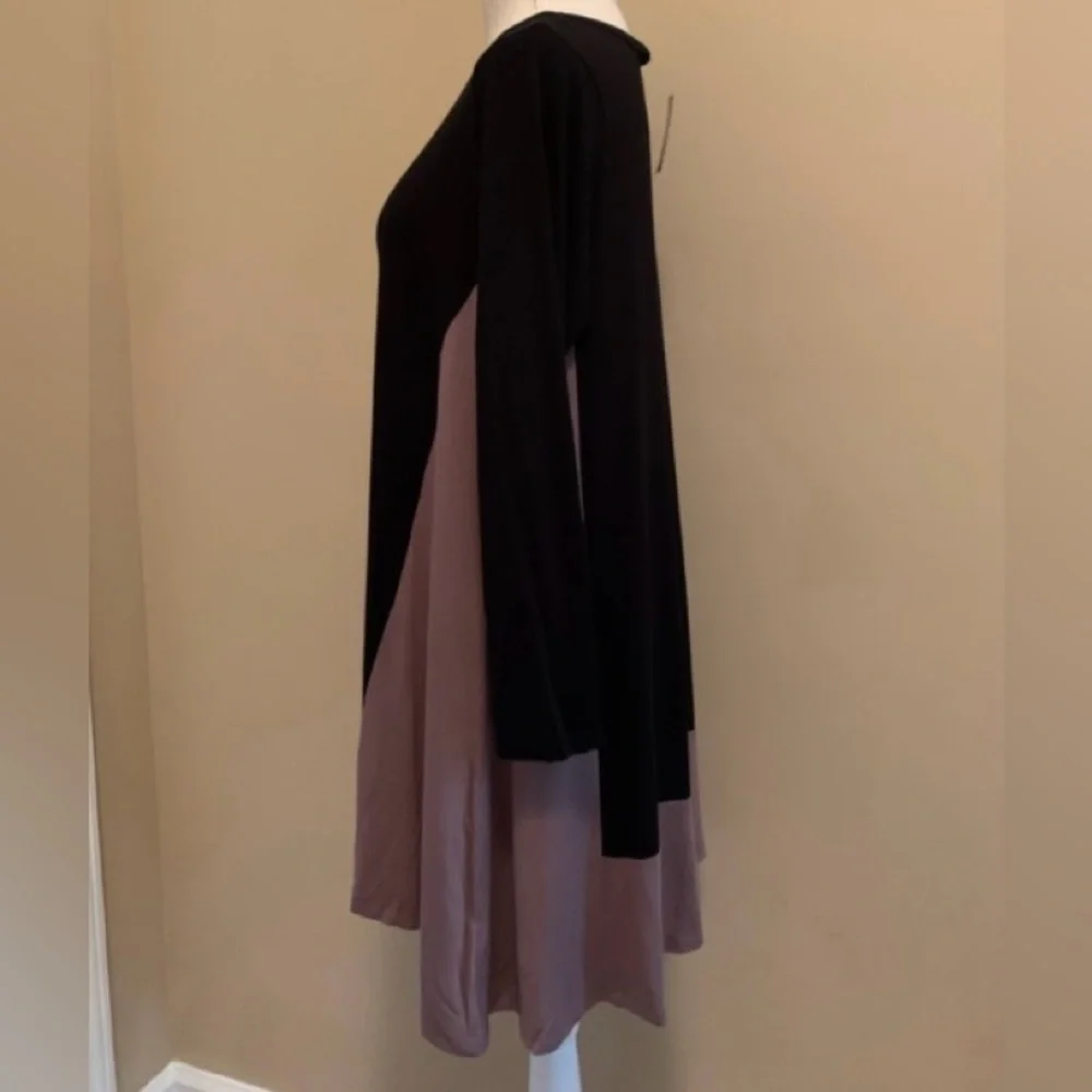 Black and Mocha Color Block Tunic Blouse Top - Picture 7 of 11